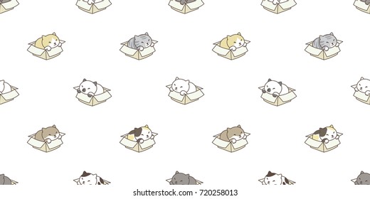 cat breed in the box kitten vector seamless pattern wallpaper background illustration cartoon