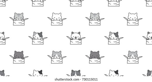 cat breed kitten in the box seamless pattern wallpaper background