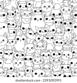 Pieza de gatos gatos gatos divertidos vectores de patrón sin fisuras fondo de fondo