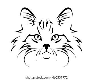 Cat Breed Line Art Logo - Norwegian Forest