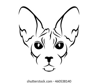 Cat Breed Line Art Logo - Sphynx