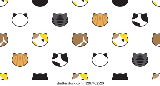 cat breed seamless pattern vector head kitten calico paw isolated repeat wallpaper cartoon illustration tile background