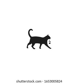 Cat brings flower simple logo icon sign. Vector illustration isolated on  white background