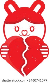 Gato con Plantilla de Vector del corazón roto