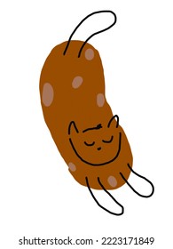 Doodle dormido marrón de gato sobre fondo liso, para papel de pared, plantillas