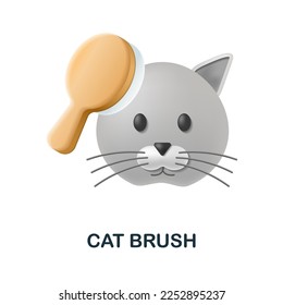Cat Brush icon. 3d illustration from home pets collection. Creative Cat Brush 3d icon for web design, templates, infographics and more