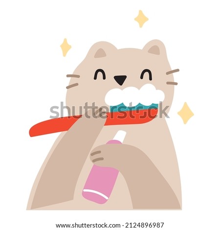 Cat brush teeth. Vector illustration on white background.