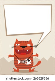 cat with bubble speech, box for your text