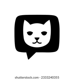 Icono de charla de burbuja de gato sobre fondo blanco