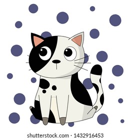 Cat with bubbles isolated on white background for t-shirt or background, cartoon, vector