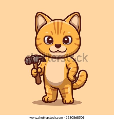Cat Builder Cartoon Character Illustration
