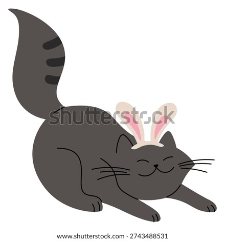 Cat in bunny ears. Cute pet doodle drawing