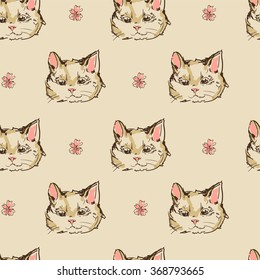 cat and bunny vector illustration seamless