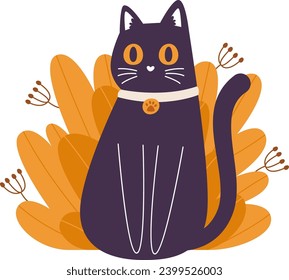 Ilustración del vector Cat In Bushes