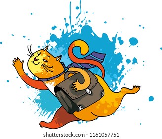 cat businessman with a briefcase