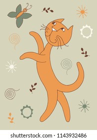 cat and butterfly