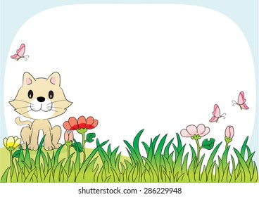 cat and butterfly in the background