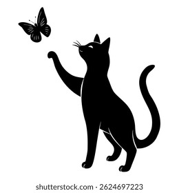 Cat and Butterfly in a Delicate Dance of Whimsy