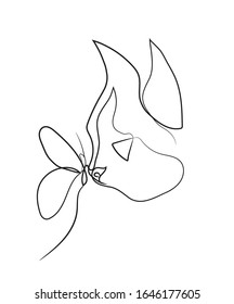 Cat with butterfly one line art graphic design.