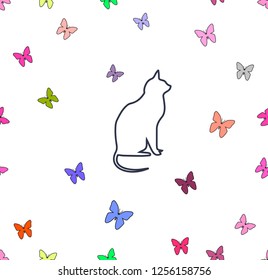 Cat and butterfly seamless pattern background
