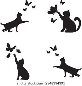 Cat and butterfly Svg, cat Svg, butterfly Svg, vector illustration svg