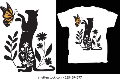 Cat With Butterfly T Shirt  Cat Shirt With Butterfly On Nose  Cute  T shirt  Shirt for Cat Lover  Gift for Cat Lover  Animal Lover 