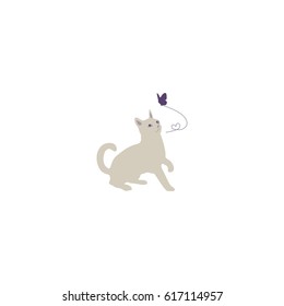 Cat and butterfly vector illustration