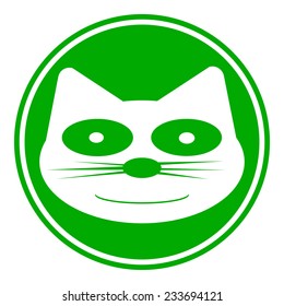 Cat button on white background. Vector illustration.