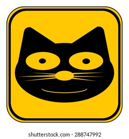 Cat button on white background. Vector illustration.