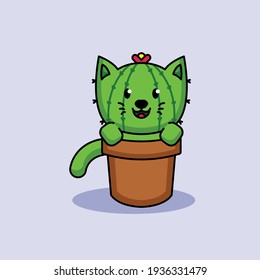 Cat cactus cute mascot design
