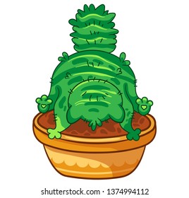 Cat cactus scared. Vector cartoon illustration. It can be used for sticker, patch, phone case, poster, mug and other design