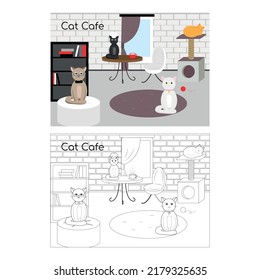 Cat Cafe children's coloring book