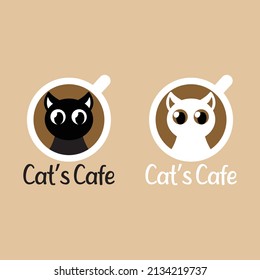 Cat Cafe Logo Illustration Vector File