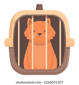 Vector de dibujos animados de iconos de la jaula de gato. Caso de mascotas. Caja de animales