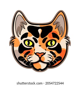 cat calico head mascot illustration