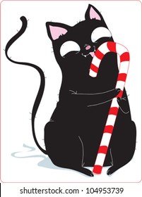 Cat with Candy Cane