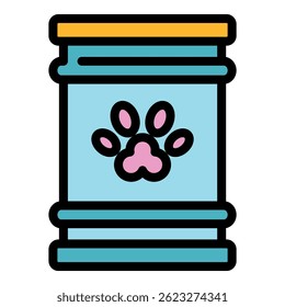 Cat canned food icon. Outline cat canned food vector icon color flat isolated