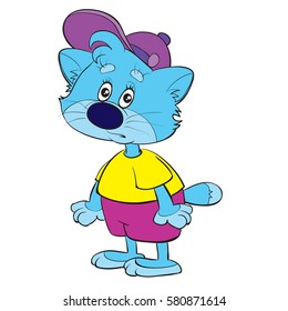 Cat in a cap and clothes. vector