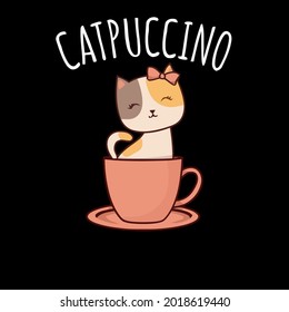 cat cappuccino coffee kitten lover wo design vector illustration for use in design and print poster canvas