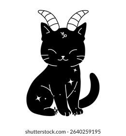 Cat with Capricorn Symbol and Astrology Design
