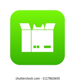 Cat in a cardboard box icon digital green for any design isolated on white vector illustration