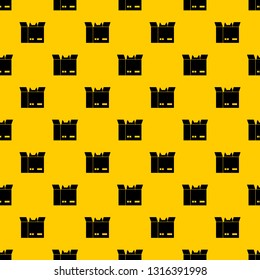 Cat in a cardboard box pattern seamless vector repeat geometric yellow for any design