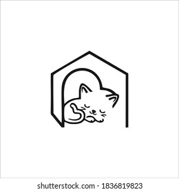 cat care home vector logo template