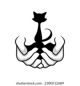 diseño de logotipo de icono de cuidado de gatos 