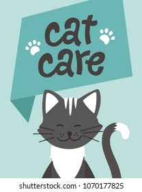 Cat Care Illustration. Vector stationary design 