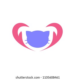 Cat care logo design template concept