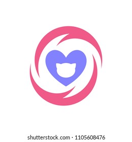 Cat care logo design template concept