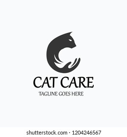 Cat care logo design template. Vector illustration