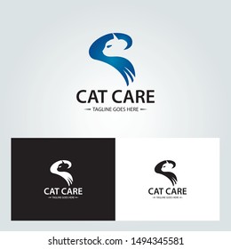 Cat care logo design template. Vector illustration