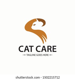 Cat care logo design template. Vector illustration